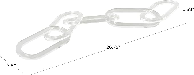 Deco 79 Acrylic Plastic Chain Decorative Sculpture Oval 5 Link Home Decor Statue, Accent Figurine 27" x 0" x 4", Clear