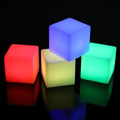 Frienda 4 Pcs Light up Cubes Cool Cosmic Cube Lights 16 Colors LED Mood Lamp Waterproof LED Light Cube for Nursery Home Patio Party Decor (4 Inch)