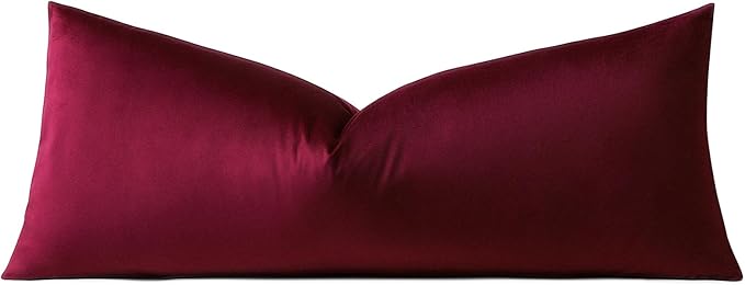 Artscope Luxury Velvet Lumbar Pillow Cover Super Soft Decorative Rectangle Throw Pillow Covers Case Cushion Covers for Sofa Couch Bedroom Car Decor 14x36 Inch Wine Red