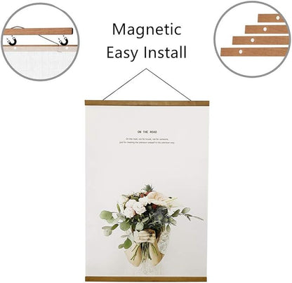 Miaowater Magnetic Poster Frame Hanger,22x34 22x28 22x14 Light Wood Wooden Frames Hangers for Photo Picture Art Canvas Print Artwork Wall Hanging Teak Wood 22''