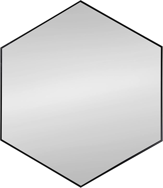 Kate and Laurel Rhodes 6-Sided Hexagon Wall Mirror, 30.75x34.75 Black