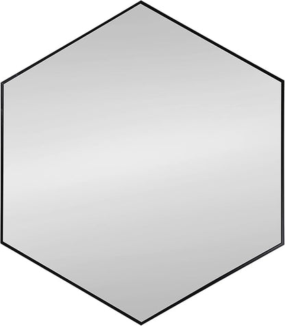 Kate and Laurel Rhodes 6-Sided Hexagon Wall Mirror, 30.75x34.75 Black