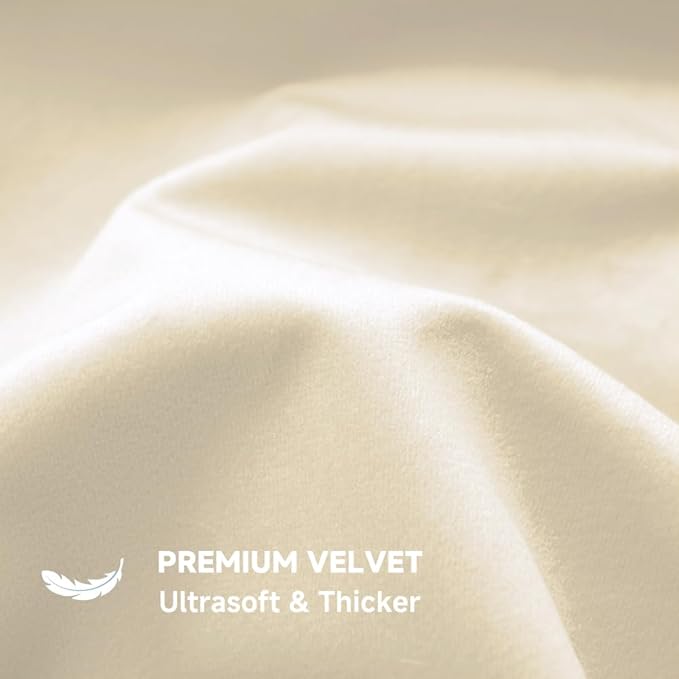 QUORGVES Cream Velvet Pillow Covers 20x20 Inch Set of 2, Soft Solid Decorative Square Throw Pillow Covers, Decor Cushion Covers for Bed Sofa Couch Bedroom Living Room - Off White/Ivory