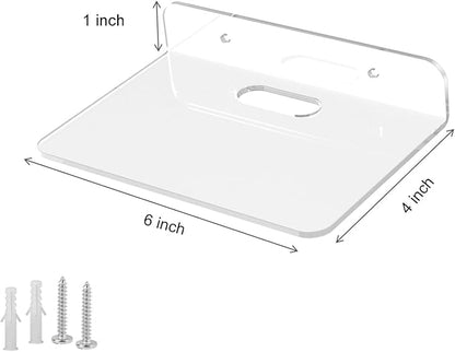 Small Floating Shelves Acrylic Wall Shelf 2 Pack Hanging Shelves for Bedroom, Gaming Room, Living Room, Bathroom, Office with Cable Clips (Clear)