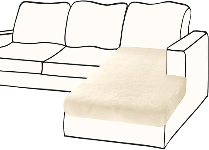 Couch Cover 1 Piece Chaise Lounge Cover Velvet Sectional Couch Cushion Covers Separate L Shape Sofa Slipcovers Furniture Protector for Dogs Pets (Chaise or Sofa 3-Seater, Milk White)