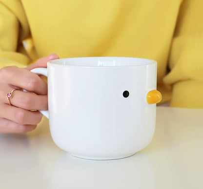 PURROOM Large Breakfast Mug, Handmade Glaze Duck Cup, 22 oz Oversized Cute Cereal Cup. For Family & Friends