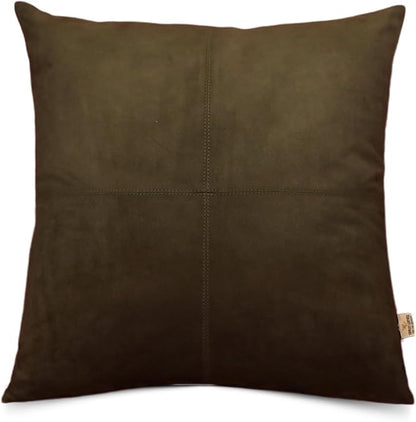Genuine Suede Leather Pillow Cover, 22x22 Inch Case for Lumbar Throw Couch Pillows, Thick & Soft Cushion Covers for Sofa Bed Home Decor (Suede Deep Forest Green Plain Pack of 1)