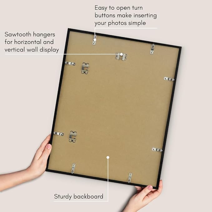 Americanflat 16x20 Picture Frame with Polished Plexiglass - Use as 11x14 Frame with Mat or Display 16x20 Photo Without Mat - Streamline Collection - Thin Border Picture Frames for Wall - Black