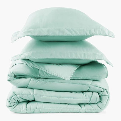 PeachSkinSheets Night Sweats: The Original 1500TC Soft Super Full/XL Full Oversized Comforter Set Mint Julep