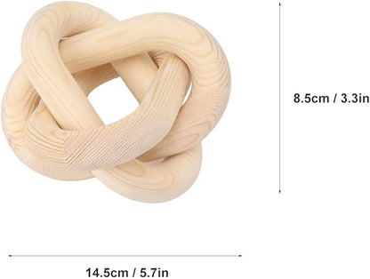 Wood Knot Decor, 3 Link Wood Chain Link Decor Coffee Table Decor Modern Shelf Decor for Home Living Room (Log Color)