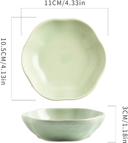 Ceramic Jewelry Tray Ring Holder Dish Floral Trinket Bowl for Women Girls Jewelry Organizer for Vanity Dresser Decor Wedding Birthday Gift for Her (green)
