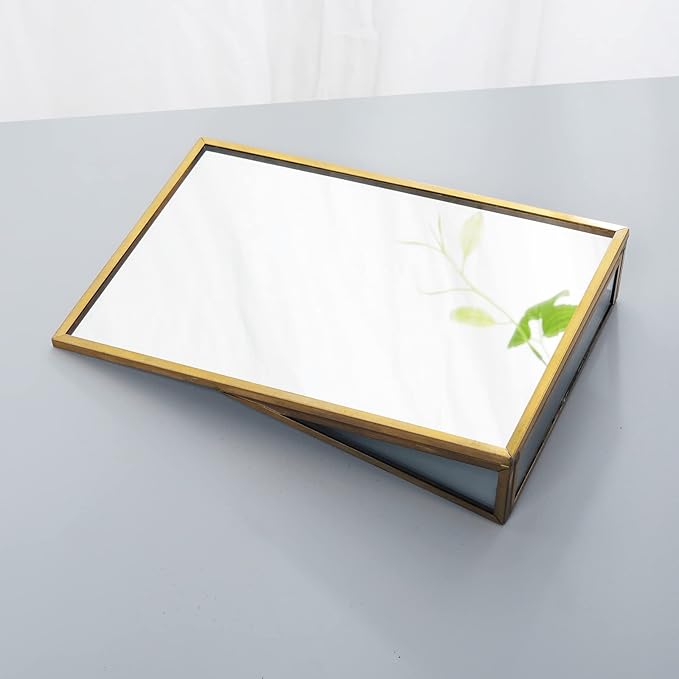 LONGSHENG - SINCE 2001 - Gold Vanity Makeup Mirror Table Desk Countertop Mirror Bathroom Shaving Make Up Mirror Home Decor-Rectangle