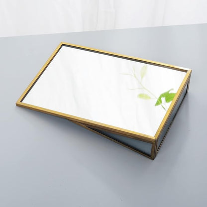 LONGSHENG - SINCE 2001 - Gold Vanity Makeup Mirror Table Desk Countertop Mirror Bathroom Shaving Make Up Mirror Home Decor-Rectangle