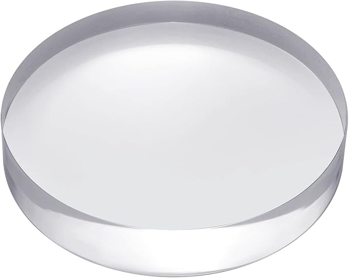 CiaoHER 1in Thickness 5in Diameter Acrylic Disc Display Block Clear Polished Round Pedestal Stand Riser 5" x 5" x 1", 1 Pack