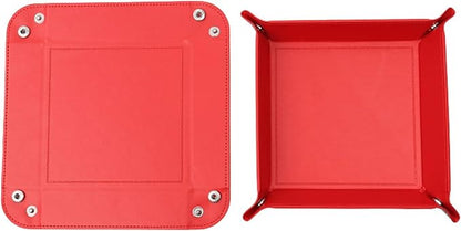 siduater Valet Tray Desktop Storage Organizer – Vegan Leather Catchall Tray Bedside Vanity Tray Nightstand Caddy Holder for Remote Controller, Watch, Keys, Phone, Wallet, Coin, Jewelry, Red