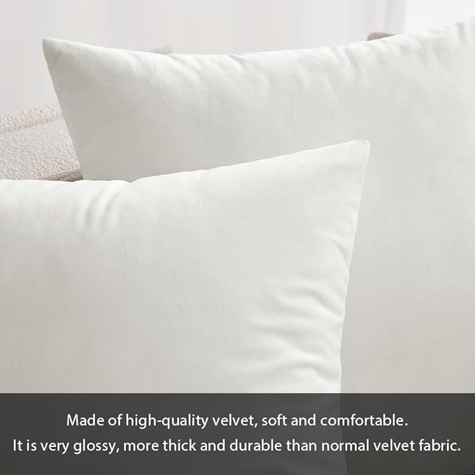 MIULEE Velvet Throw Pillow Covers 12x20 Inch, Pack of 2 - Pure White, Soft Solid Lumbar Decorative Pillow Covers Modern Luxury Home Decor for Spring Couch Sofa Bedroom Livingroom
