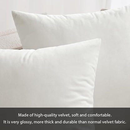 MIULEE Velvet Throw Pillow Covers 12x20 Inch, Pack of 2 - Pure White, Soft Solid Lumbar Decorative Pillow Covers Modern Luxury Home Decor for Spring Couch Sofa Bedroom Livingroom