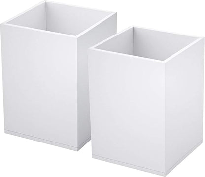 NIUBEE White Acrylic Pen Holder 2 Pack, Desktop Pencil Cup Stationery Organizer for Office Desk Accessory