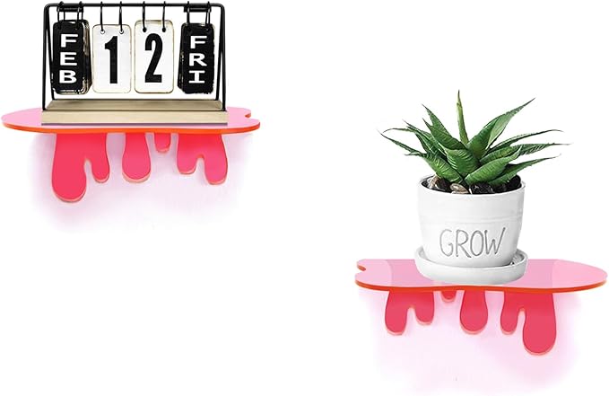 SetGame 2-Pack Acrylic Small Wall Shelves - 7 Inch Floating Shelf for Walls, Home Wall Display Ledges for Storage, Room Décor, Small Album & Items Organizer Display