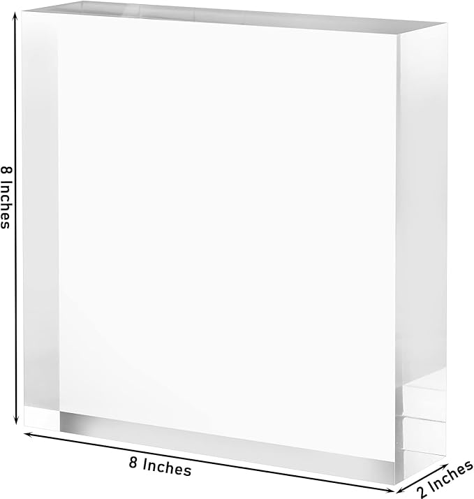 CiaoHER 2in Thickness Solid Acrylic Cube Display Block Clear Polished Pedestal Stand Riser Solid Base 2" x 8" x 8", 1 Pack
