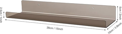 Dezzer 6 Pack Acrylic Shelves for Wall, 15" Acrylic Floating Shelves for Bathroom Bedroom, Invisible Bookshelf Wall Ledge Storage Shelf Books Perfume Toys Action Figure Display Shelves, Clear Gray