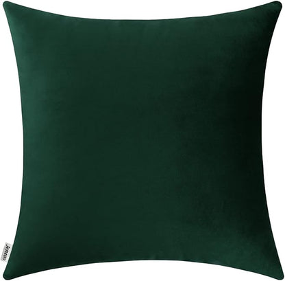 Jeneoo Set of 1 Comfy Accent Soft Velvet Throw Pillow Covers for Sofa Couch, Invisible Zipper Decorative Solid Square Cushion Cases for Livingroom Car (24 x 24 Inches, Army Green)