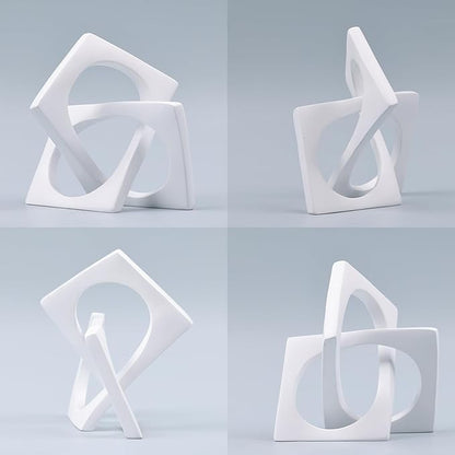 DOVDOV Geometric Cube White Knot Decorations, Geometric Sculptures, Modern Home Decorations for Home Decor Accents, Dining Tables, on Shelves, Consoles, entryway Tabletop centrepieces