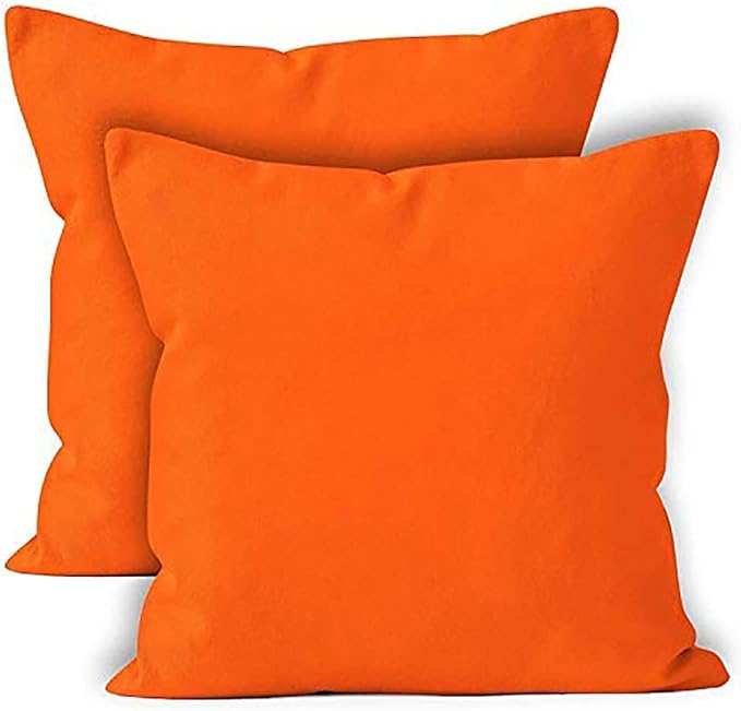 Upgrade Your Bedding Experience with The Made of 100% Cotton Euro Shams 2 Pack Cushion Cover 26"x 26"Size fits Decorative Cover. Envelope Closure Orange