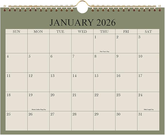 Small Wall Calendar 2026 - Mini Calendar 2026-2027 from January 2026 - June 2027, 18 Months Little Calendar with Premium Paper, 6" x 8", Green
