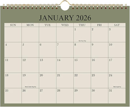 Small Wall Calendar 2026 - Mini Calendar 2026-2027 from January 2026 - June 2027, 18 Months Little Calendar with Premium Paper, 6" x 8", Green