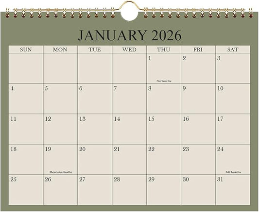 Small Wall Calendar 2026 - Mini Calendar 2026-2027 from January 2026 - June 2027, 18 Months Little Calendar with Premium Paper, 6" x 8", Green