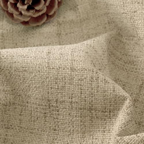 Lajode Short Blackout Curtains 45 Inch Length 2 Panels, Thermal Insulated Total Light Blocking Linen Window Curtains for Farmhouse Bedroom Basement, Bronze Grommet, Burlap, Each 52" Wide