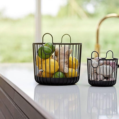 Zone Denmark Inu Basket - Basket with Handles Crafted from Metal - with sleek and sturdy design - Stylish and Functional Storage for Kitchen, Bathroom, Children's Room, and Home Office- (Small)