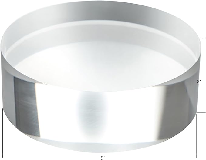 CiaoHER 2in Thickness 5in Diameter Acrylic Disc Display Block Clear Polished Round Pedestal Stand Riser 5" x 2", 1 Pack