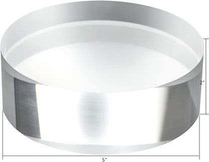 CiaoHER 2in Thickness 5in Diameter Acrylic Disc Display Block Clear Polished Round Pedestal Stand Riser 5" x 2", 1 Pack