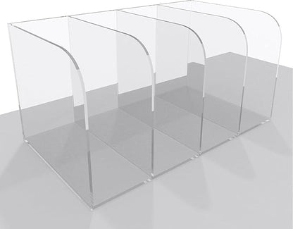 Jumyee Acrylic Magazine File Holder, Vertical Desk File Organizer Sorter with 4 Compartments, Clear Mail Organizer Office Organization Storage Binder Holder for Desk, Magazine, Books