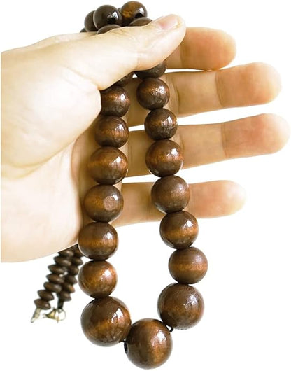 Xianli Wang Natural Wood Beads Necklace for Men Women Wooden Chain Unisex Chunky Bead Necklaces
