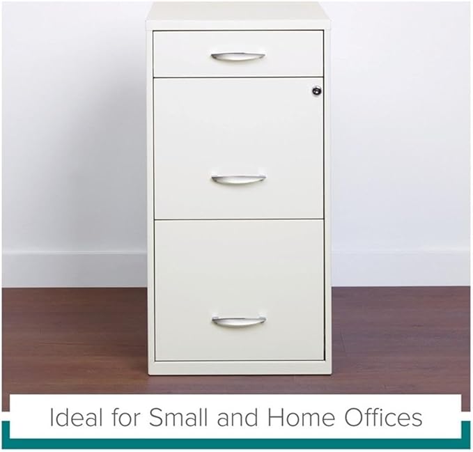 Scranton & Co 3-Drawer Contemporary Metal Filing Cabinet in Pearl White