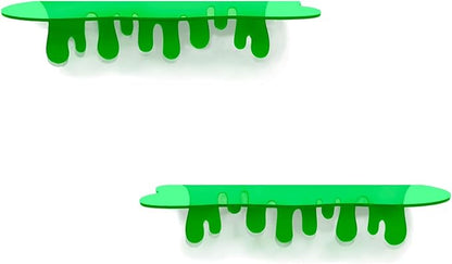 SetGame 2-Pack Acrylic Small Wall Shelves - 12 Inch Floating Shelf for Walls, Home Wall Display Ledges for Storage, Room Décor, Small Album & Items Organizer Display