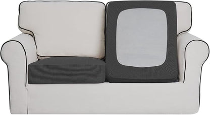 Easy-Going Stretch Individual Loveseat Couch Cushion Cover Sofa Cushion Furniture Protector Sofa slipcover Soft Flexibility with Elastic Bottom (2-Piece Loveseat Cushion Cover, Dark Gray)