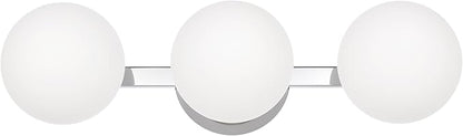Chrome Globe Bathroom Vanity Light Fixtures, Modern 3 Lights Wall Lighting, Porch Wall Mount Light Fixture for Bathroom, Over Mirror Cabinets