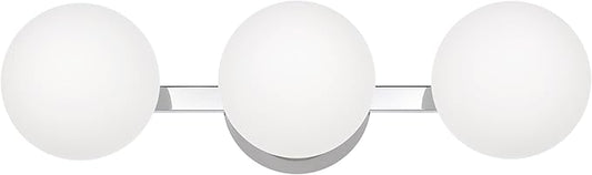 Chrome Globe Bathroom Vanity Light Fixtures, Modern 3 Lights Wall Lighting, Porch Wall Mount Light Fixture for Bathroom, Over Mirror Cabinets