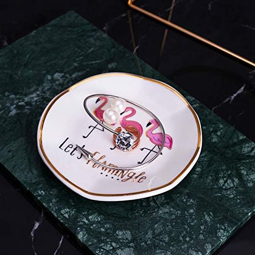 Stephanie Imports Let's Flamingle - Ceramic Trinket Plate and Decorative Jewelry Dish