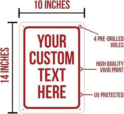 Custom Sign, Personalized Signs for Office, Business, Workplace, Warehouse, Airbnb, Warning Label, Delivery Red Border Signs, 10 x14 Inches, Rust Free PVC, Waterproof, Hazard Information, Made in USA (Multi-color, 10 x 14")