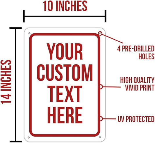 Custom Sign, Personalized Signs for Office, Business, Workplace, Warehouse, Airbnb, Warning Label, Delivery Red Border Signs, 10 x14 Inches, Rust Free PVC, Waterproof, Hazard Information, Made in USA (Multi-color, 10 x 14")