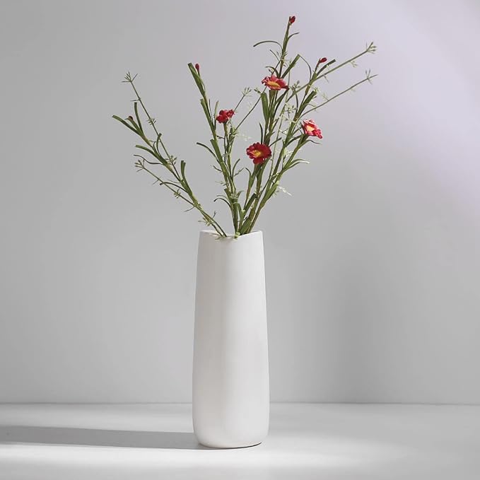 Ceramic Vases - Nordic Minimalism Style Decoration, Elegant Vase for Mantel, Table, Living Room Decoration, White Modern Geometric Decorative Flowers Vases for Home Decor