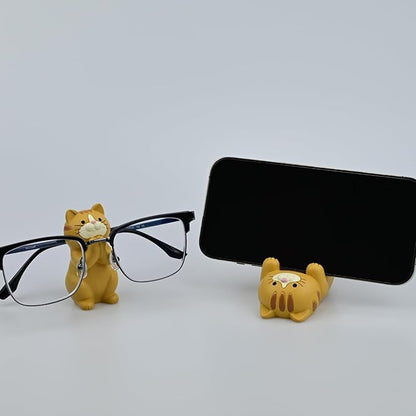 Cat-Shaped Phone Stand and Eyeglass Frames Animal Resin Gifts for Cat Lovers, Home & Office Fashion Accessories(Orange Color)