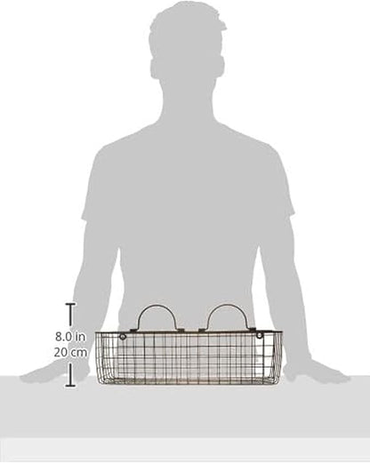 DII Farmhouse Vintage Decor, Wire Wall Basket, Medium, Antique White, 2 Piece