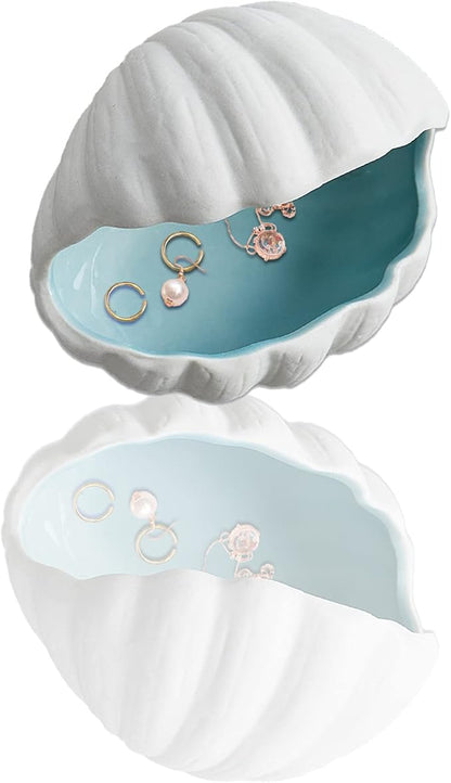 Shell Ceramic Jewelry Dish Keys Bowl Jewelry Holder Earring Dish Trinket Tray Jewelry Plate Small Key Bowl for Entryway Table Candy Storage Holder Home Birthday Party Decor (F STYLE)