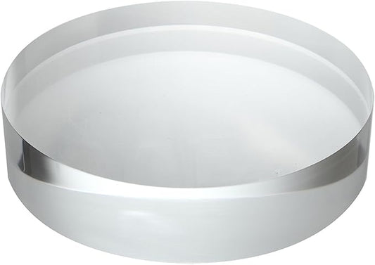 CiaoHER 2in Thickness 8in Diameter Acrylic Disc Display Block Clear Polished Round Pedestal Stand Riser 8" x 2", 1 Pack